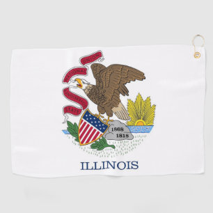 Golf Towel with flag of Illinois, USA