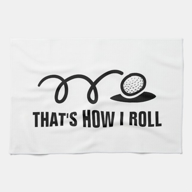 Golf towel with funny ball and custom slogan (Horizontal)