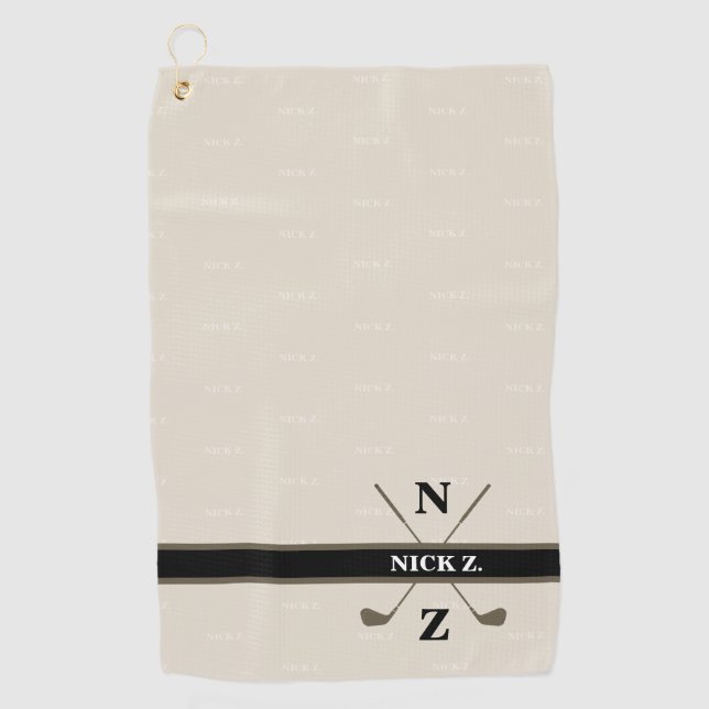golf-towel with his name & initials (stylish logo) golf towel (Front)
