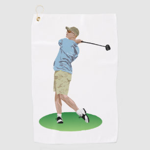 Golf towels Man swinging a Golf club
