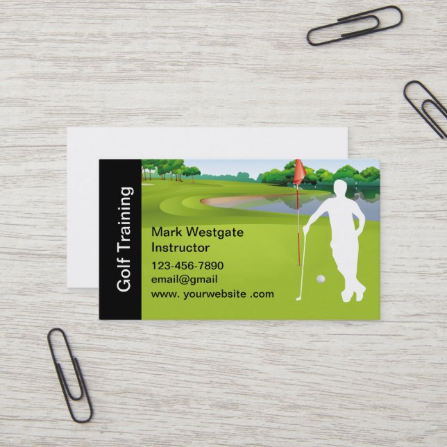 Golf Training Instructor Business Card (Front/Back In Situ)
