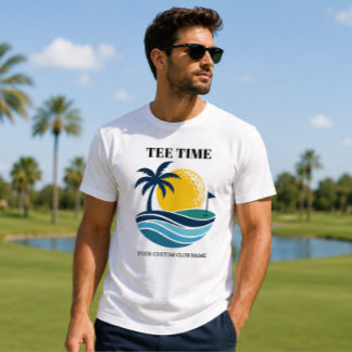 Golf Tropical Palm Tree Sunset Your Custom Text  T-Shirt