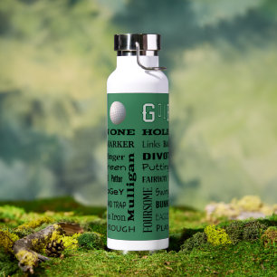 Golf Typography Golfing Terminology Water Bottle