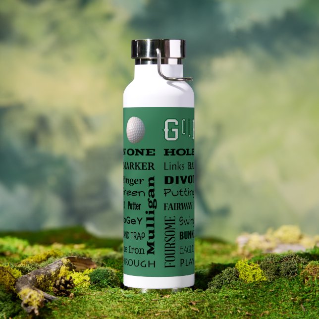 Golf Typography Golfing Terminology Water Bottle (Outdoor)