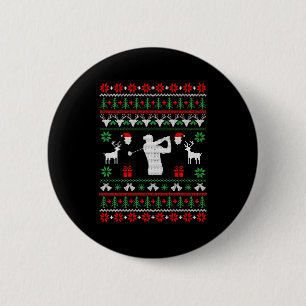 Golf Ugly Christmas Sweater 2 Inch Round Button