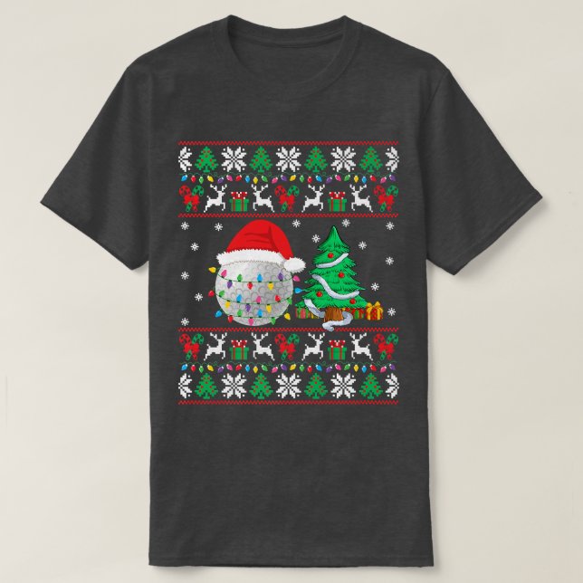 Golf Ugly Christmas Sweater Golf Player Xmas Light (Design Front)