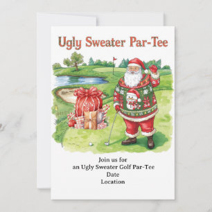 Golf Ugly Sweater Christmas Party Invitation Card