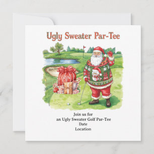 Golf Ugly Sweater Christmas Party Invitation Card