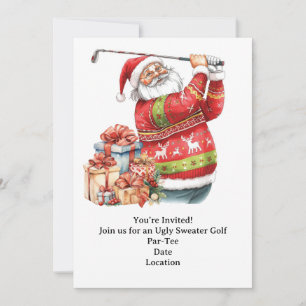 Golf Ugly Sweater Christmas Party Invitation Card