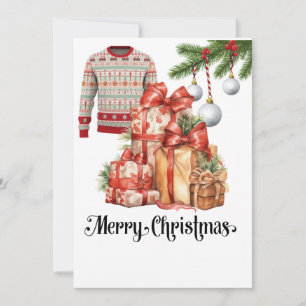 Golf Ugly Sweater themed for golfer Christmas Holiday Card