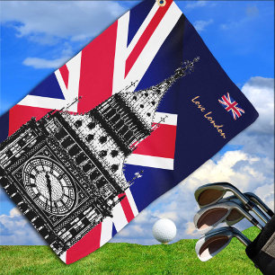 Golf UK & British Flag, Big Ben, London Union Jack Towel