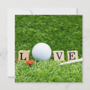 Golf Valentine's Day  ball with Love wooden Word