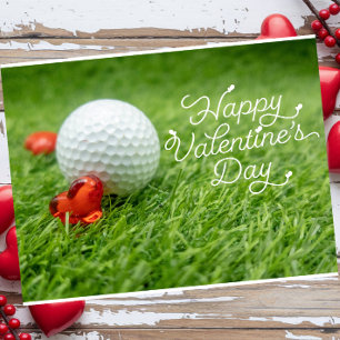 Golf Valentine's Day with ball for Golfer Holiday Postcard