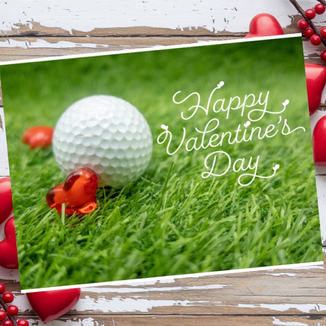 Golf Valentine's Day with ball for Golfer  Holiday Postcard (Creator Uploaded)