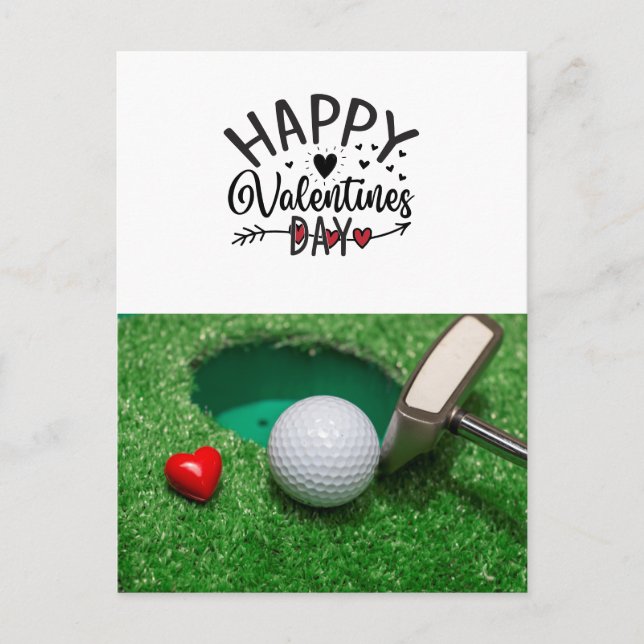 Golf Valentine's Day with golf balls for Golfer Postcard (Front)