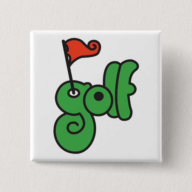 Golf Wang Vibrant Green and Red 2 Inch Square Button (Front)