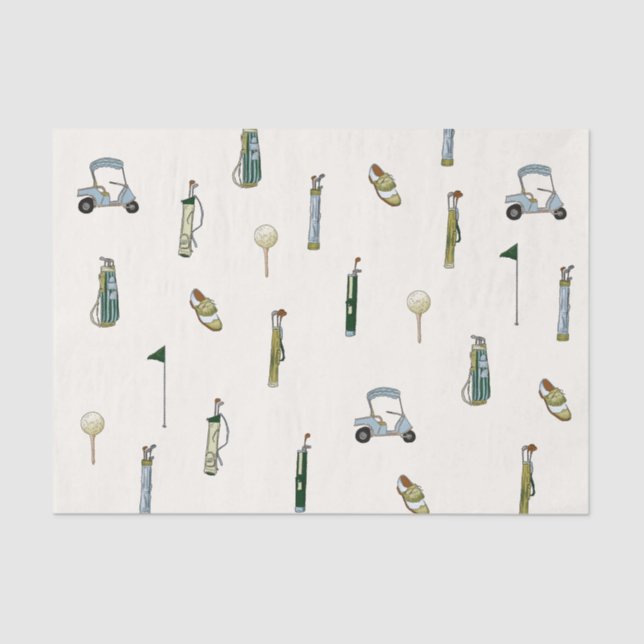 Golf Watercolor Blue and Green  Tissue Paper (Front)