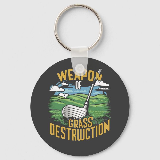 Golf Weapon of Grass Destruction Art Keychain (Front)