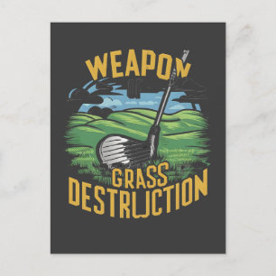 Golf Weapon of Grass Destruction Art Postcard