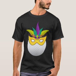 Golf Wearing Mardi Gras Funny Golf Carnival Mask T-Shirt
