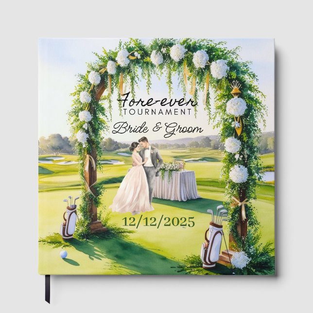 GOLF Wedding  Bride and Groom Golfer Golf Balls Guest Book (Front)