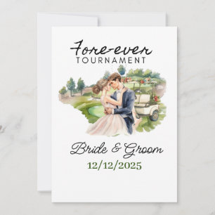 GOLF Wedding  Bride and Groom Golfer Golf Balls Invitation