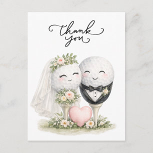 Golf Wedding bride and groom Postcard