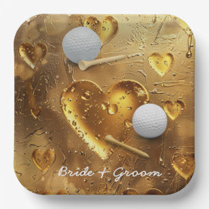 Golf wedding bride groom name with golf ball  paper plate