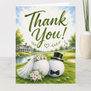 Golf Wedding Bride & Groom Thank you  Card