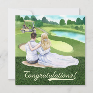 Golf Wedding Congratulations with bride and groom