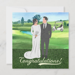 Golf Wedding Congratulations with bride and groom 