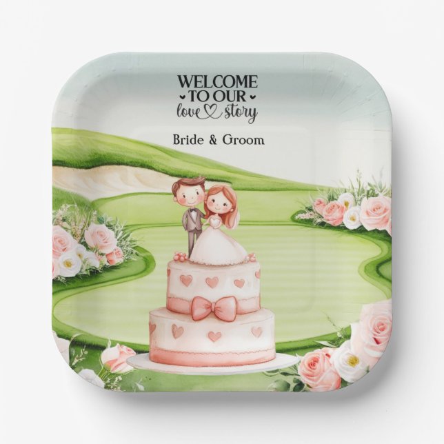 Golf Wedding Decorations at the Green Paper Plate (Front)