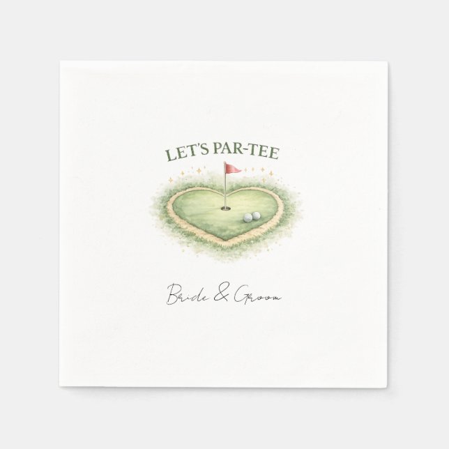 Golf wedding heart shaped golf course napkin (Front)