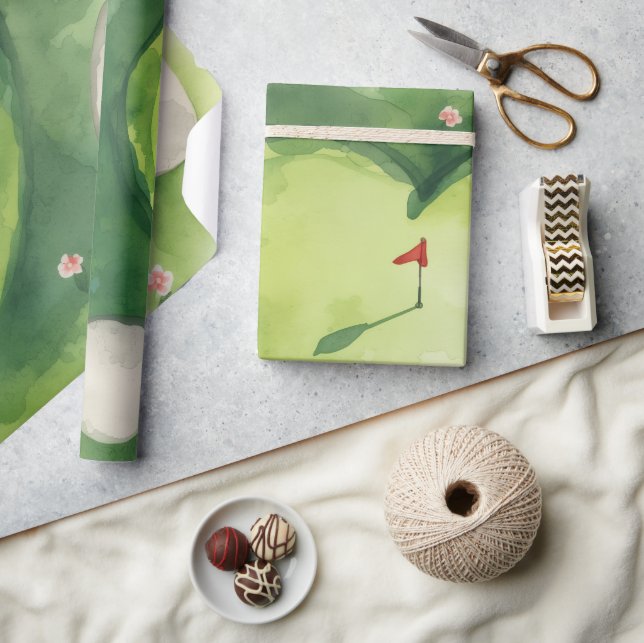 Golf wedding heart shaped golf course wrapping paper (Crafts)