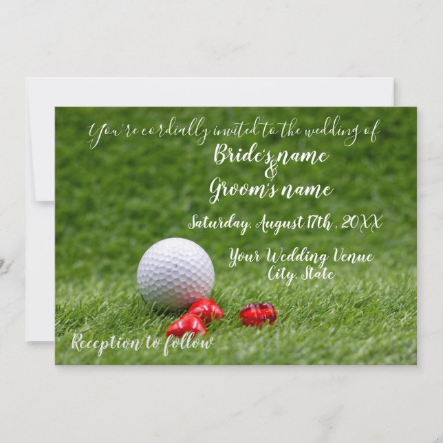 Golf Wedding Invitation card with golf ball (Front)