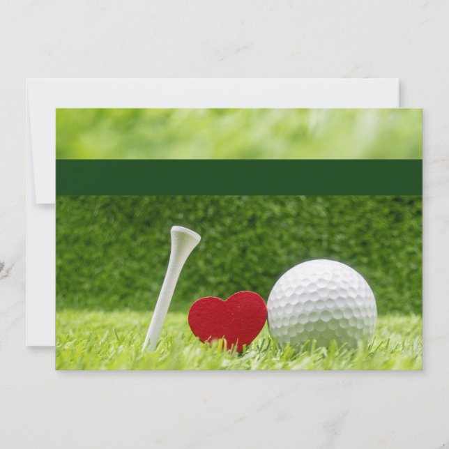 Golf wedding  invitation with love and tee (Front)