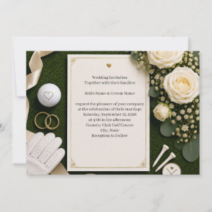 Golf Wedding Invitation with White Roses