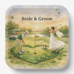 Golf Wedding Lucky in Love St. Patrick's Day theme Paper Plate