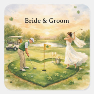 Golf Wedding Lucky in Love St. Patrick's Day theme Square Sticker