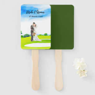 Golf wedding on golf course bride and Groom gift  Hand Fan