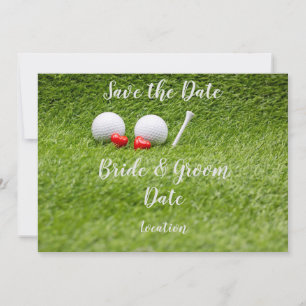 Golf Wedding Party with golf ball and heart love  Invitation