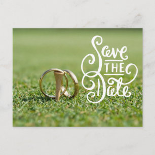 Golf Wedding Party with golf ball and heart love Postcard