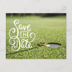 Golf Wedding Party with golf ball and heart love  Postcard