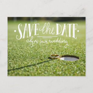 Golf Wedding Party with golf ball and heart love Postcard