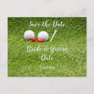 Golf Wedding Party with golf ball and heart love Postcard