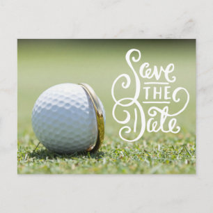 Golf Wedding Party with golf ball and heart love Postcard