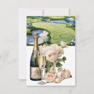 GOLF wedding R.S.V.P. respond watercolor style RSVP Card