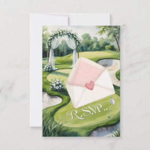 GOLF wedding R.S.V.P. respond watercolor style RSVP Card