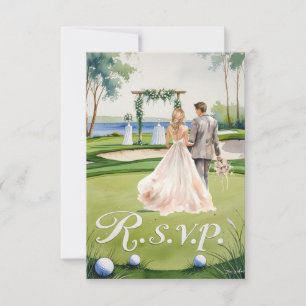GOLF wedding R.S.V.P. respond watercolor style RSVP Card