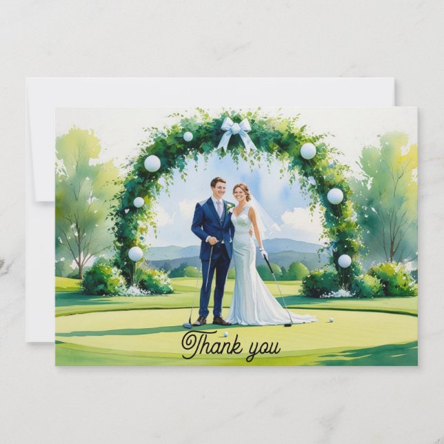 Golf Wedding Thank you card for Golfer watercolor (Front)